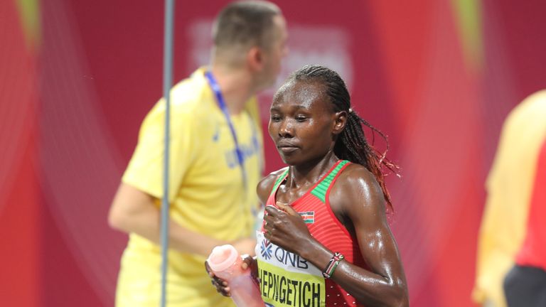 Kenya's Ruth Chepngetich recorded the slowest World Championships' time for a marathon win due to the conditions