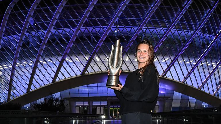 Aryna Sabalenka celebrates winning back-to-back Wuhan Open titles