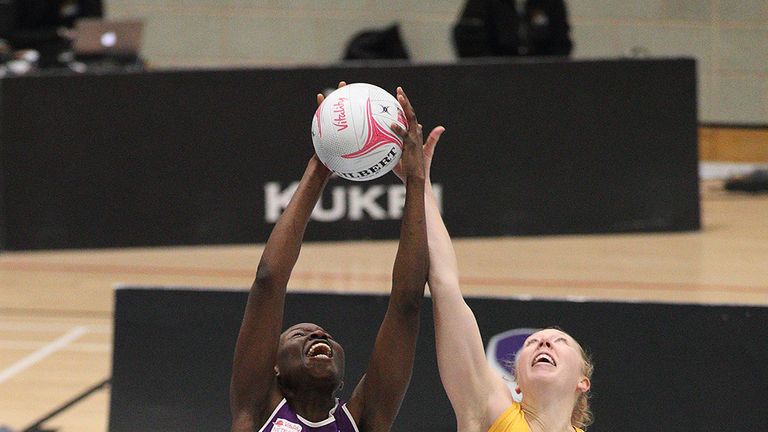 Peace Proscovia .. Loughborough Lightning vs Wasps .. Netball Vitality Superleague Match played in the Sir David Wallace Sports Hall (Photo by David Crawford / www.stillsport.com)