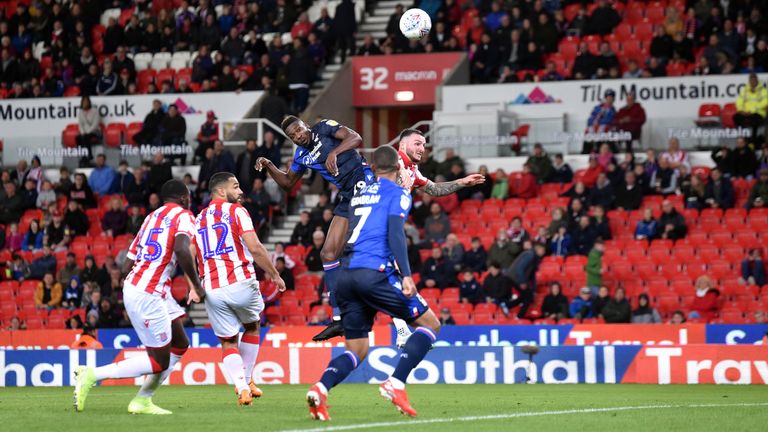 Sammy Ameobi scored his first Nottingham Forest goal with a brilliant header against Stoke