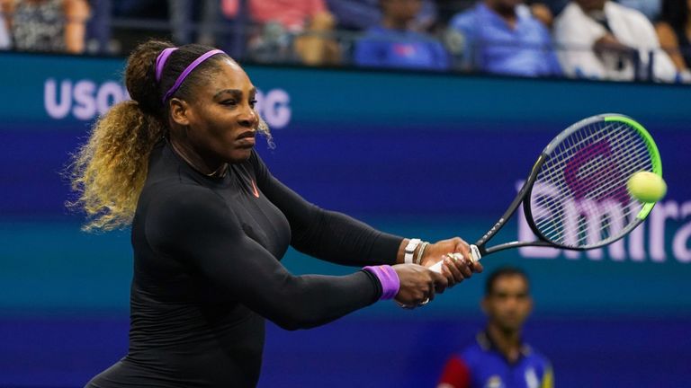 erena Williams of the US returns the ball against Qianq Wang of China in their Women's Singles Quarter-finals tennis match during the 2019 US Open at the USTA Billie Jean King National Tennis Center in New York on September 3, 2019. 