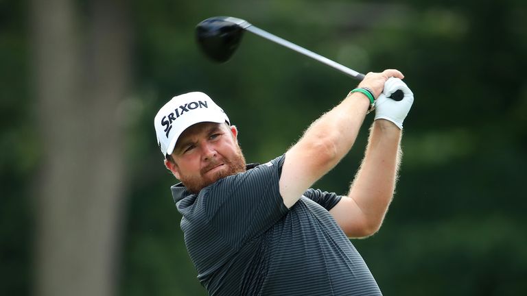 Shane Lowry of Ireland plays his shot from the 18th tee during the first round of the BMW Championship at Medinah Country Club No. 3 on August 15, 2019 in Medinah, Illinois.