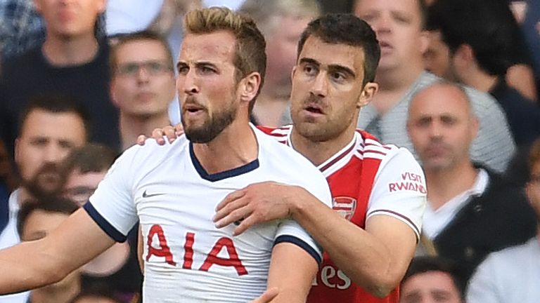 Kane went down under a challenge from Sokratis