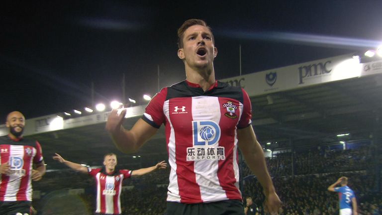 Southampton&#39;s Cedric Soares added a third for the Premier League side against rivals Portsmouth in the Carabao Cup.
