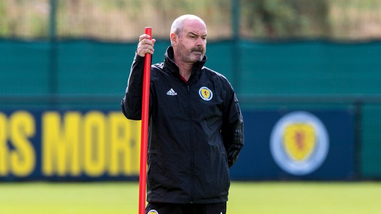 Scotland manager Steve Clarke during a training session ahead of the European Qualifier against Russia at Hampden Park