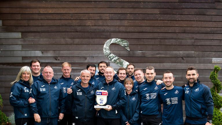 Steve Cooper of Swansea City wins the Sky Bet Championship Manager of the Month award - Mandatory by-line: Dougie Allward/JMP - 11/09/2019 - FOOTBALL - Swansea City trainning ground - Swansea, England - Sky Bet Manager of the Month Award