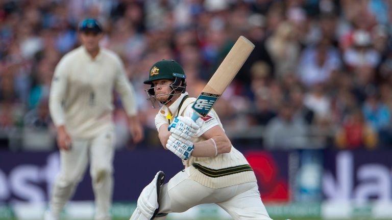 Steven Smith of Australia batting during day two of the 4th Specsavers Ashes Test at Emirates Old Trafford on September 7, 2019 in Manchester, England. (Photo by Visionhaus/Getty Images) *** Local Caption *** Steve Smith