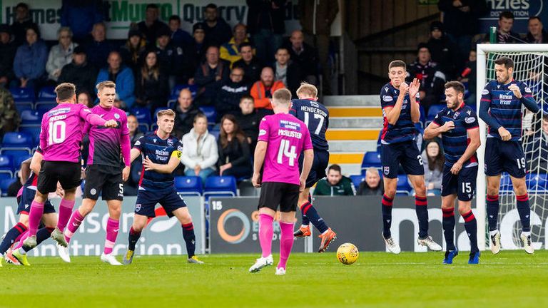 St. Mirren's Tony Andreu fires in against Ross County