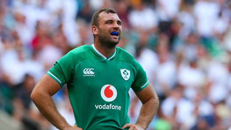 LONDON, ENGLAND - AUGUST 24: Tadhg Beirne of Ireland reacts during the 2019 Quilter International match between England and Ireland at Twickenham Stadium on August 24, 2019 in London, England. (Photo by Craig Mercer/MB Media/Getty Images)