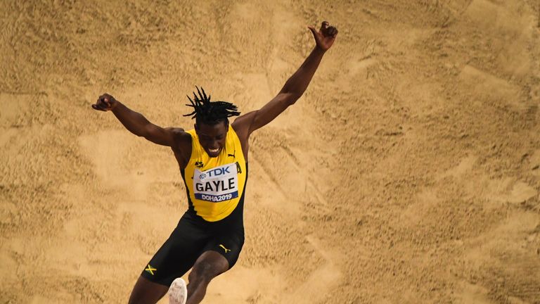 Tajay Gayle upset favourite Juan Miguel Echevarria of Cuba to win long jump gold