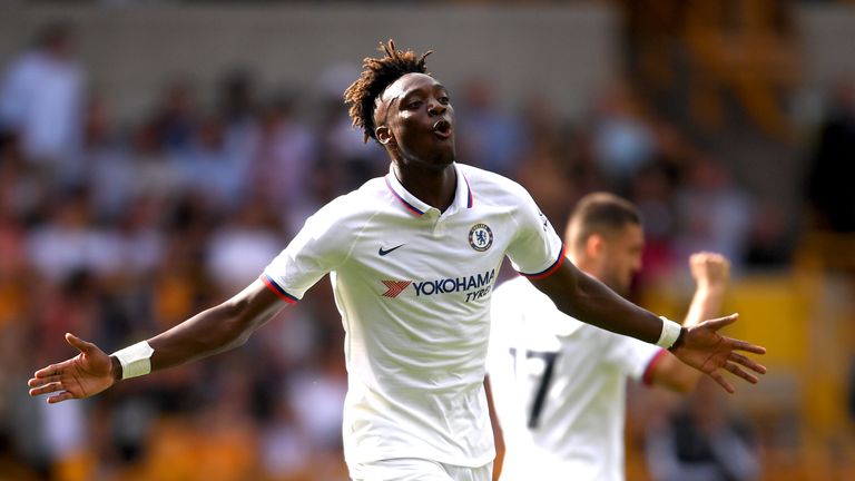 Tammy Abraham of Chelsea celebrates after scoring his team's second goal