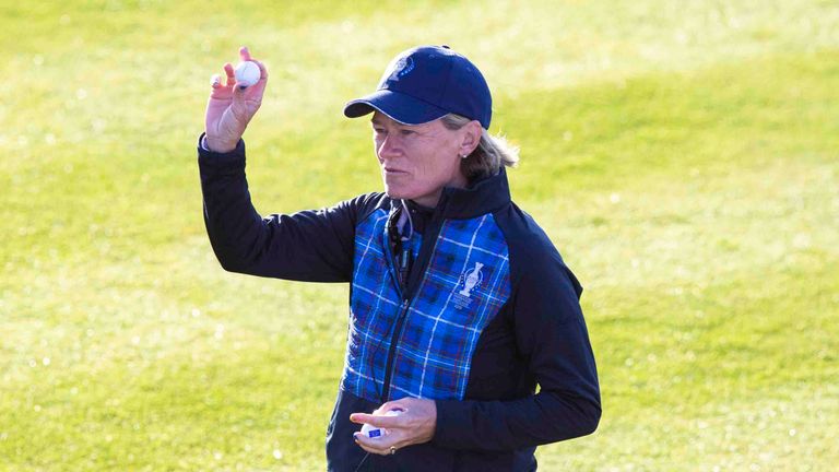 Team Europe captain Catriona Matthew during the first day of the 2019 Solheim Cup 