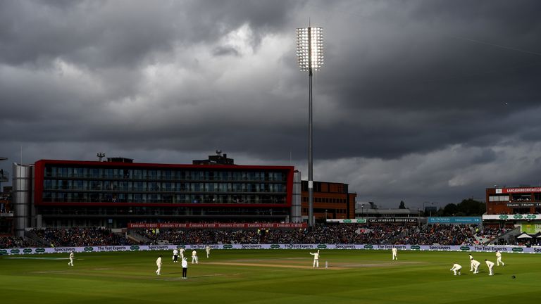 Dark clouds above Old Trafford during day one of the fourth Ashes Test between England and Australia