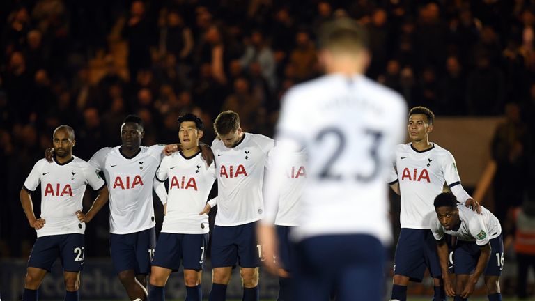 Tottenham lost on penalties after a goalless draw with Colchester