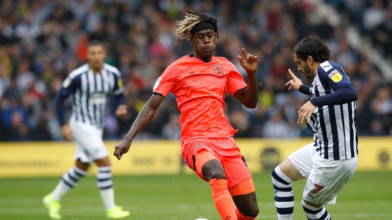 Huddersfield Town's Trevoh Chalobah battles for the ball with West Bromwich Albion's Filip Krovinovic
