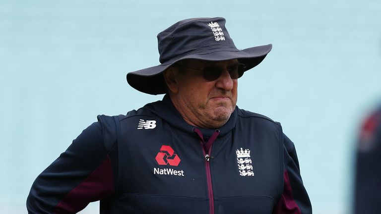 England&#39;s head coach Trevor Bayliss jogs during a training session at The Oval in London on September 11, 2019, on the eve of the start of the fifth and final Ashes cricket Test match between England and Australia.