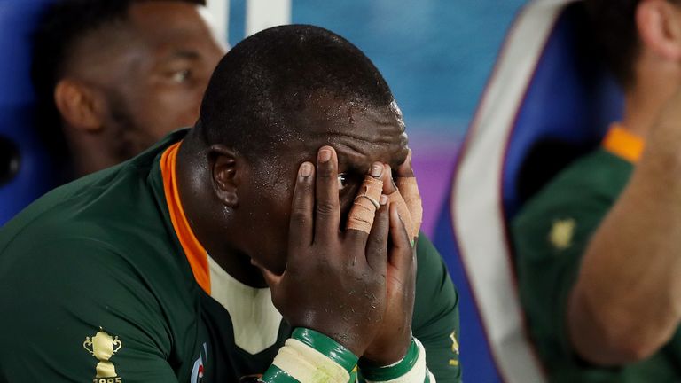 Trevor Nyakane reacts after the loss to New Zealand