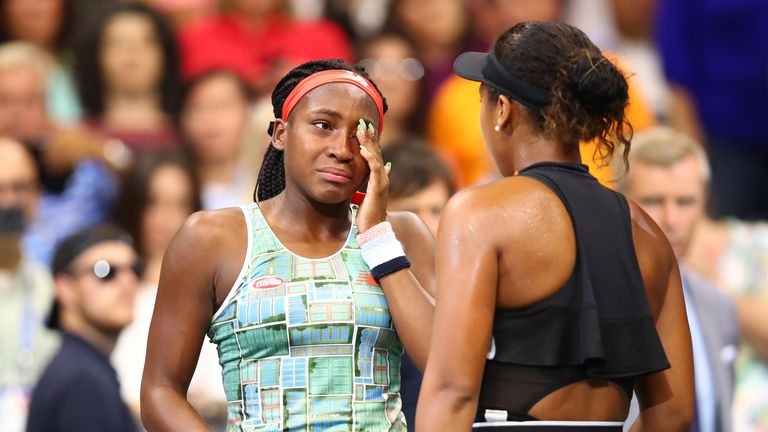 US teenager Coco Gauff was visibly upset by the straight sets defeat to defending champion Naomi Osaka