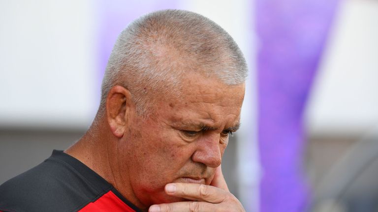 Head coach Warren Gatland during a Wales training session at Kitakyushu Stadium in Kitakyushu on September 18, 2019