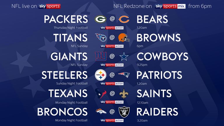 You NFL Week One live fixtures on Sky Sports