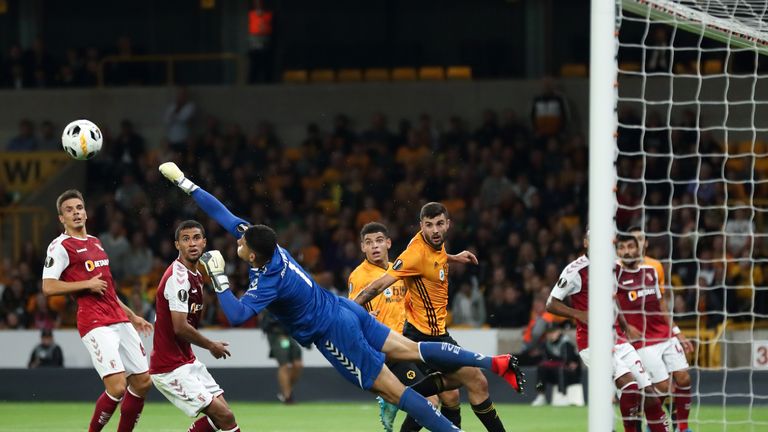 Action from Wolves vs Braga in the Europa League