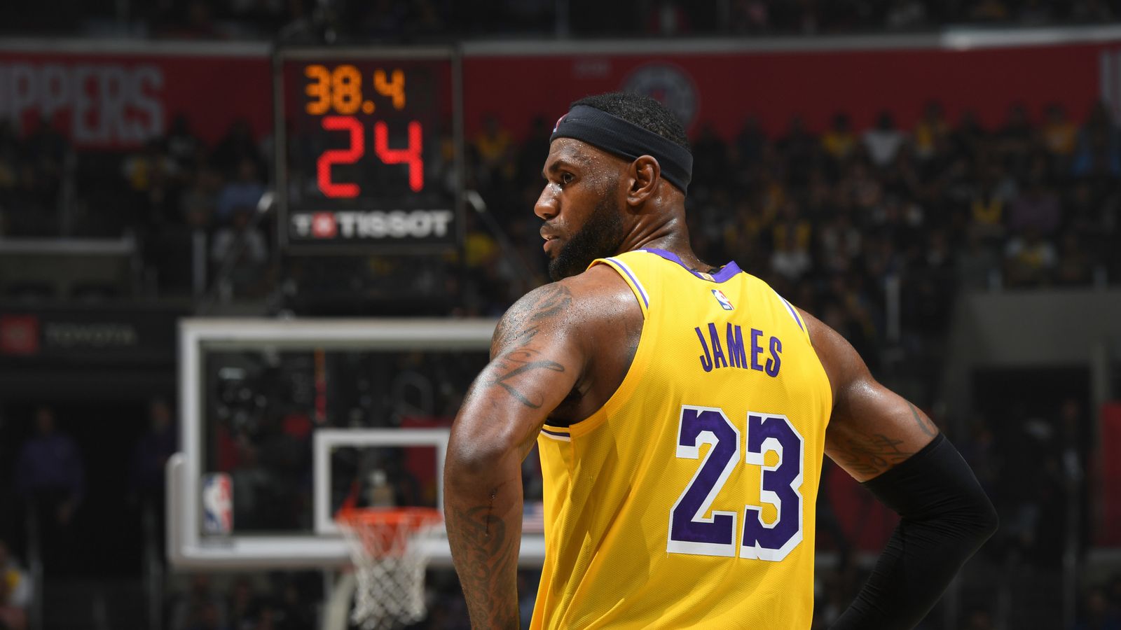 LeBron James pictured on court during the Los Angeles Lakers' loss ...