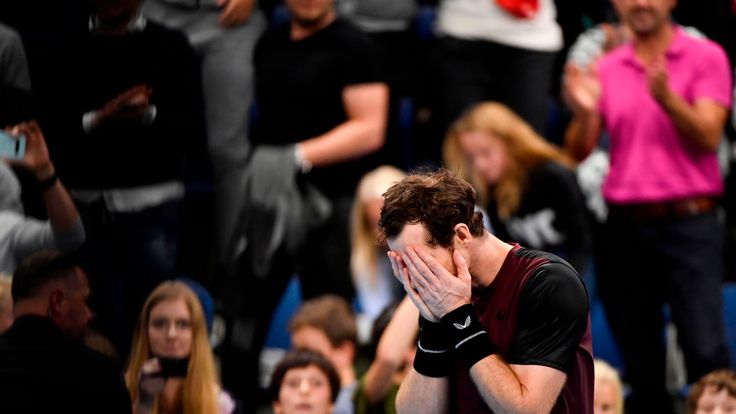 Britain's Andy Murray celebrates and reacts after winning against Switzerland's Stanislas Wawrinka in their men's single tennis final match of the European Open ATP Antwerp, on October 20, 2019 in Antwerp.