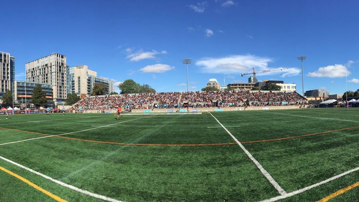 The view at the side of the field at Lamport Stadium