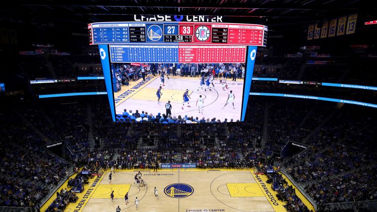 A panoramic view of the Warriors' new Chase Center arena