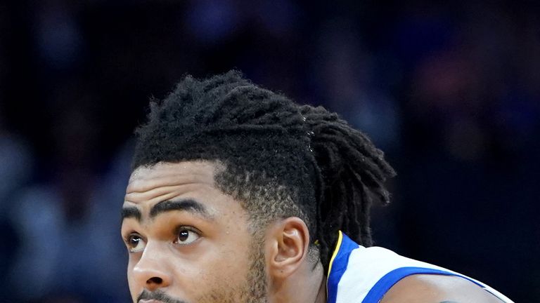D'Angelo Russell pictured during a Warriors preseason game