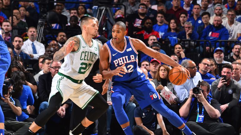 Daniel Theis bodies up former Celtic Al Horford