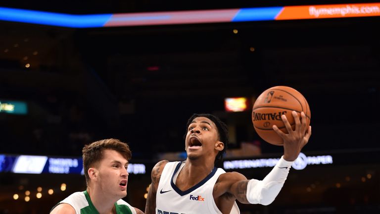 Ja Morant attacks the basket against Maccabi Haifa