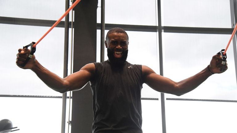 Jaylen Brown works out at Celtics training camp
