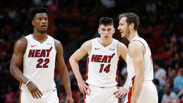 Jimmy Butler and Tyler Herro in action against the Atlanta Hawks