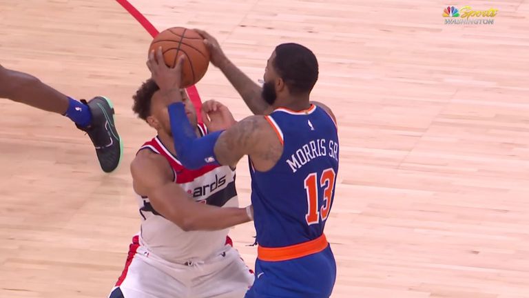 Marcus Morris bounces the ball off Justin Anderson&#39;s head to earn an ejection
