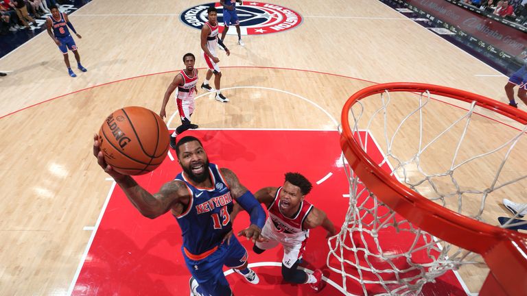 Marcus Morris scores with a lay-up against the Washington Wizards