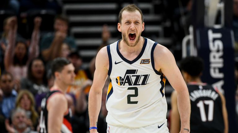 Joe Ingles in action for the Utah Jazz during preseason