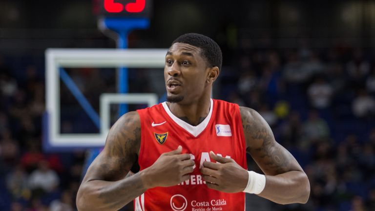 Ovie Soko pictured during UCAM Murcia's loss to Real Madrid