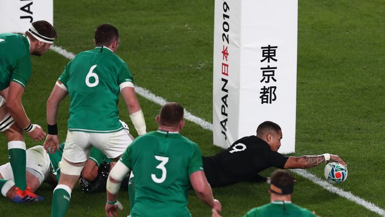 Aaron Smith scores his first try for New Zealand