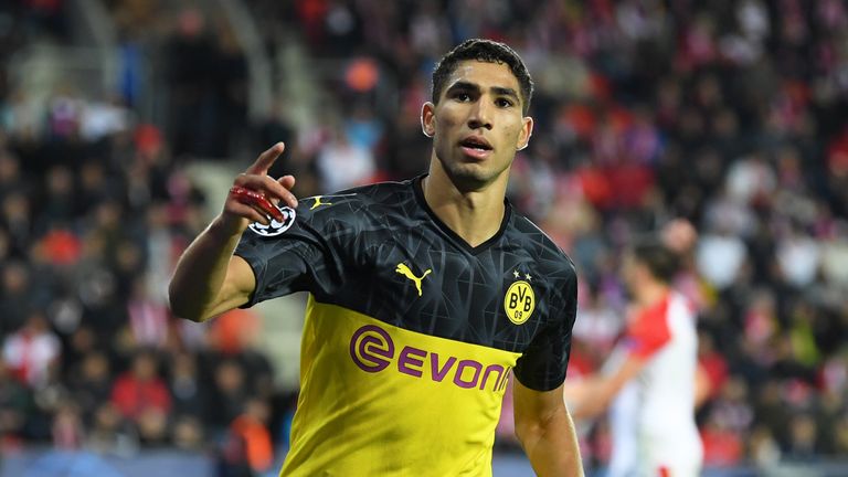 Achraf Hakimi scored twice for Borussia Dortmund