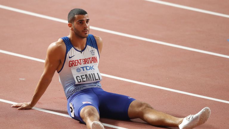 Great Britain&#39;s Adam Gemili reacts after finishing fourth in the Men&#39;s 200m Final during day five of the IAAF World Championships at The Khalifa International Stadium, Doha, Qatar