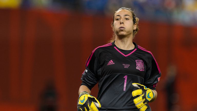 Ainhoa Tirapu Spain Women's goalkeeper in action at 2015 World Cup