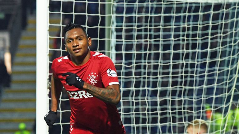 Rangers' Alfredo Morelos celebrates his opener against Ross County