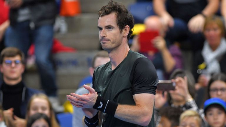 Andy Murray is three wins away from a first ATP singles title in more than two years after a win over Pablo Cuevas