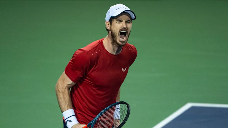 Andy Murray of Great Britain shouts in frustration during his match against Fabio Fognini of Italy in the second round of the Shanghai Rolex Masters at the Qi Zhong Tennis Centre on October 08, 2019 in Shanghai, China
