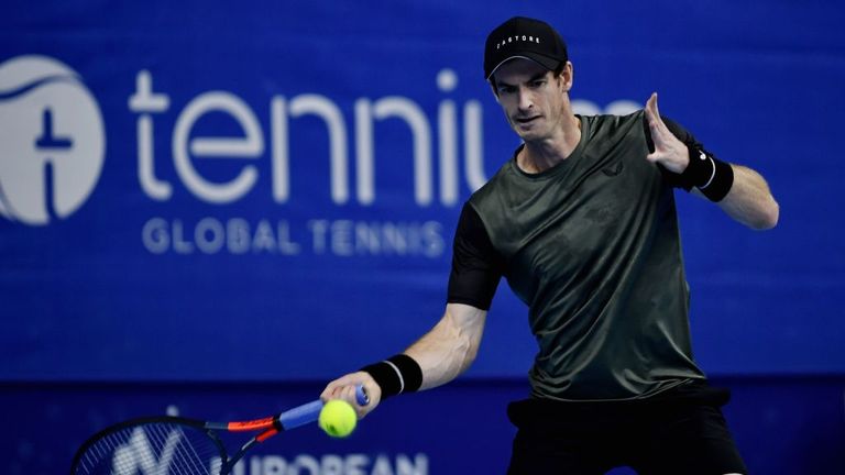 Andy Murray in action at the European Open