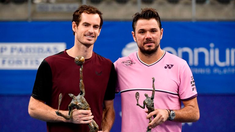 Andy Murray and Stan Wawrinka after the European Open final in Antwerp