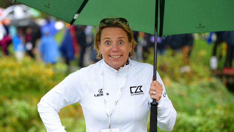 plays a shot during the final round of The Evian Championship at Evian Resort Golf Club on September 17, 2017 in Evian-les-Bains, France.