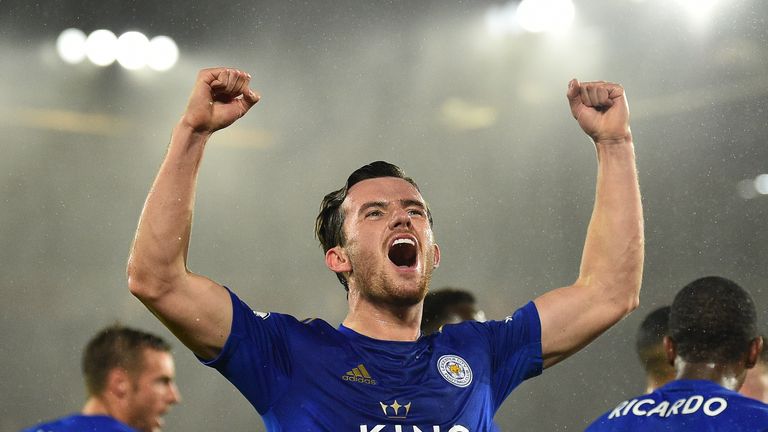 Ben Chilwell celebrates putting Leicester ahead at Southampton