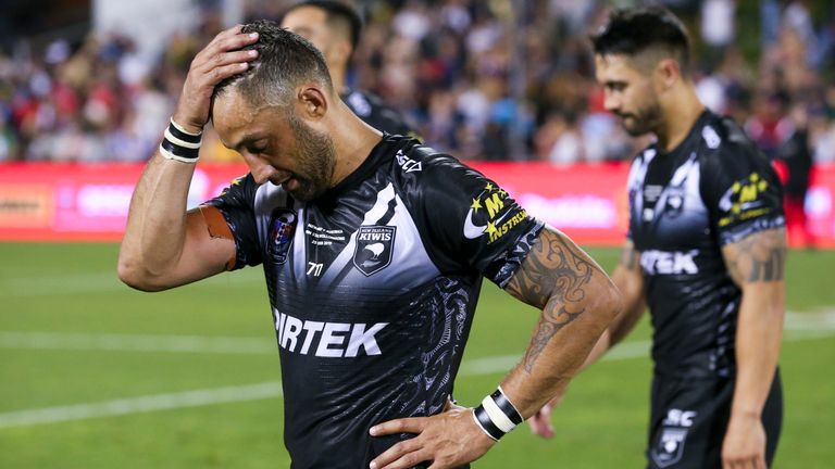 A dejected looking Benji Marshall after the Kiwis are beaten by Australia. International Rugby League test match. Australia v New Zealand. WIN Stadium, Sydney, Australia. Friday 25 October 2019. Copyright Photo: David Neilson / www.photosport.nz